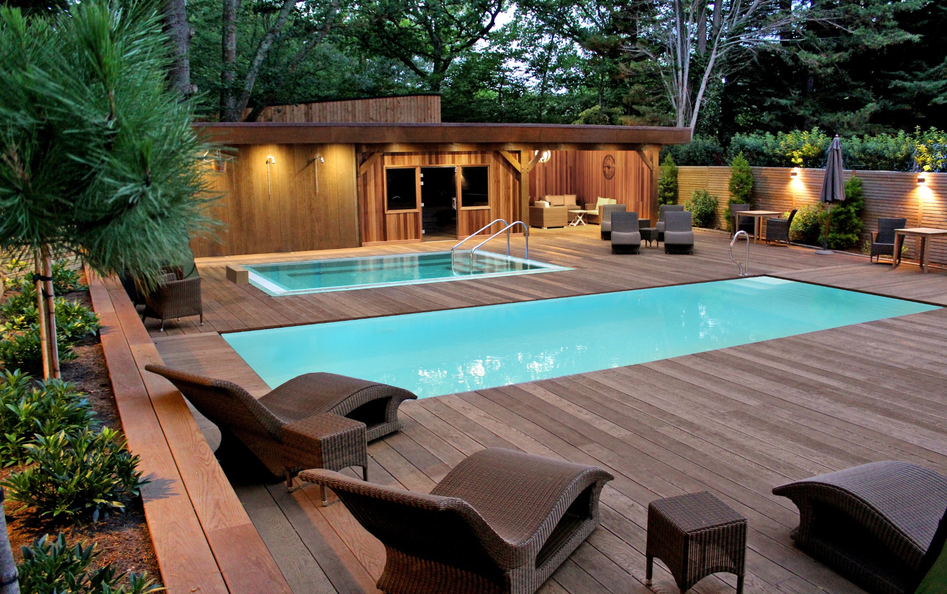 Outdoor pool and spa at Wickwoods Country Club
